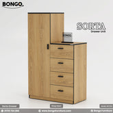 Red Oak Black Edging drawer unit with Bongo branding on a white background